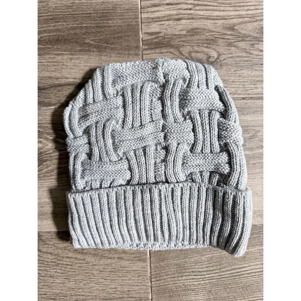 Three Piece Neck, Hat, And Mittens Made For Winter, Black And Gray Brand New